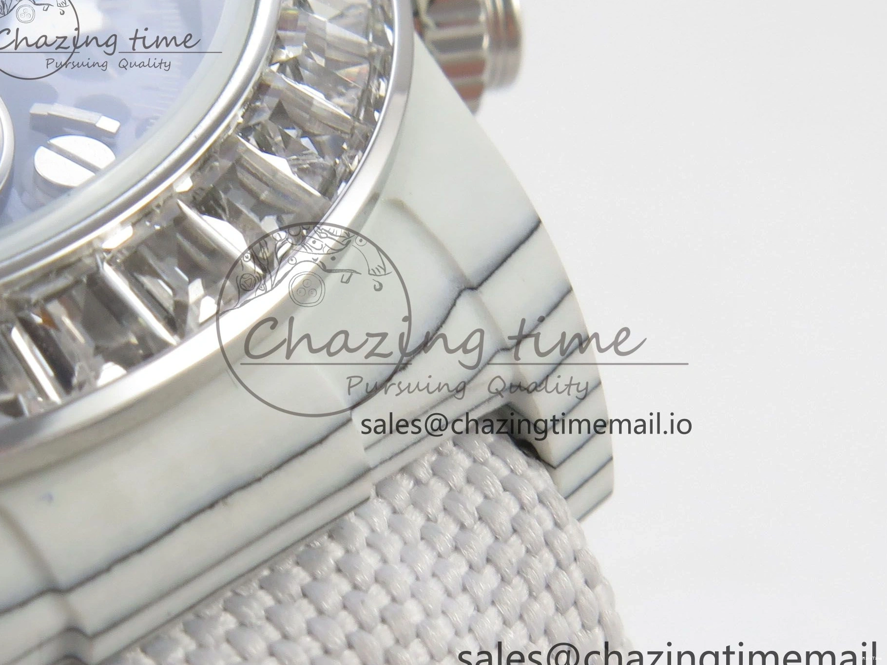 MiroTime 0301 Daytona Cosmograph White Carbon MPF Best Blaken Skeleton Dial on White Nylon Strap A FreshLook 314